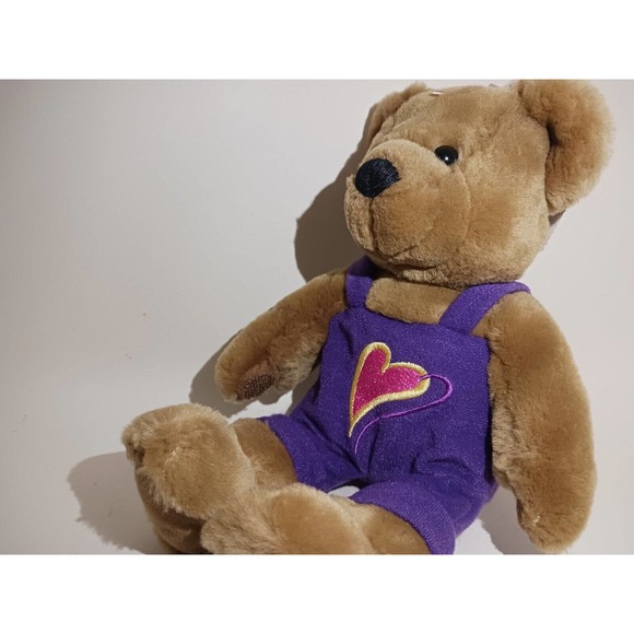 Hallmark Love and Kissing Bear Magnetic Nose Self Fastening Hands Purple Overall - Picture 6 of 10